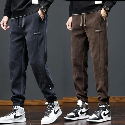 灯芯绒哈伦卫裤男秋冬季加绒加厚