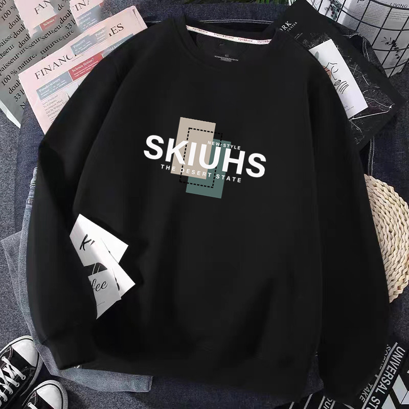 潮牌t恤男春秋季宽松字母印花港风上衣服休闲运动打底衫男生百搭