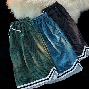 冰丝运动裤 外贸出口夏季 子透气薄款 男速干休闲百搭宽松网眼裤 短裤