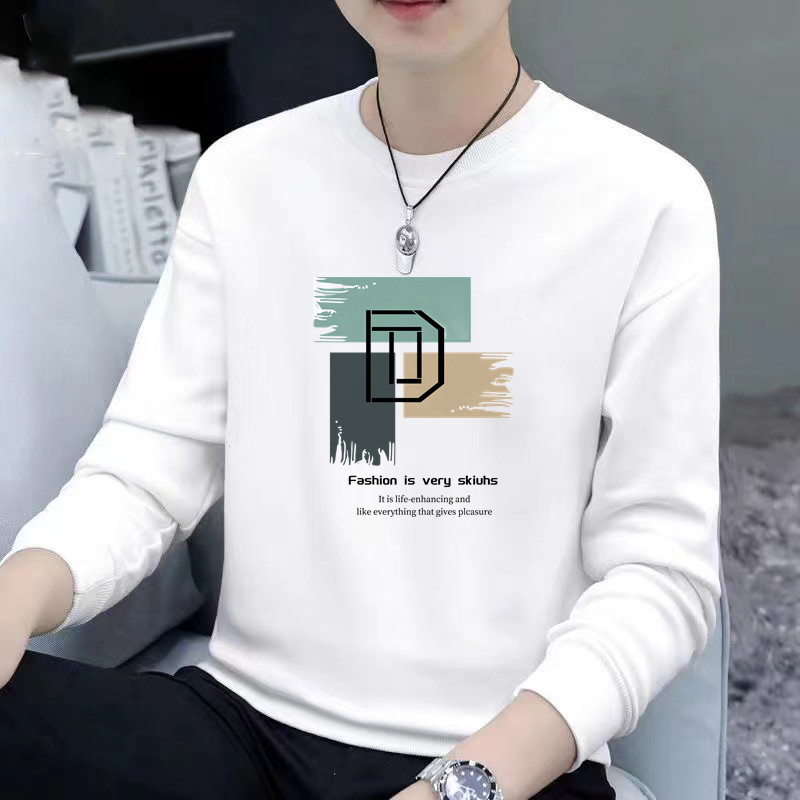 套头卫衣男春秋季宽松印花休闲运动重磅打底衫韩版潮流青少年T恤
