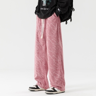 清仓捡漏外贸潮牌扎染休闲裤 子 男高街复古春秋宽松百搭学生直筒裤