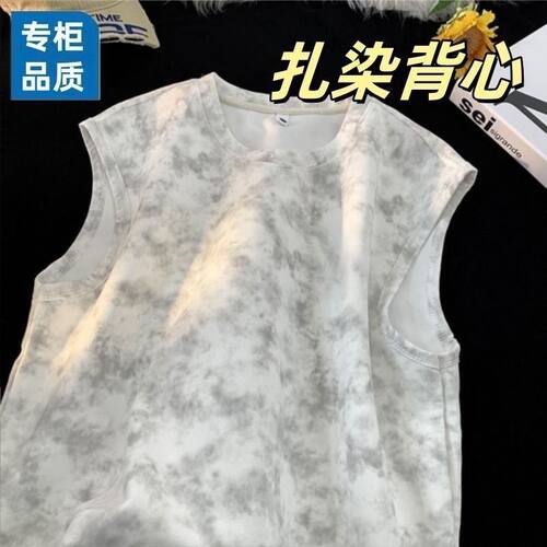 男生背心薄款夏季宽松ins潮流青少年帅气百搭圆领上衣大码砍袖潮