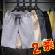 男薄款 外穿潮流中裤 夏季 子宽松透气亚麻冰丝裤 五分裤 休闲运动短裤