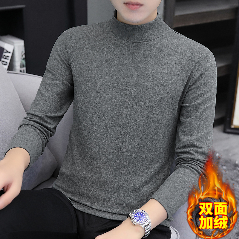 德绒长袖打底衫男T恤半高领