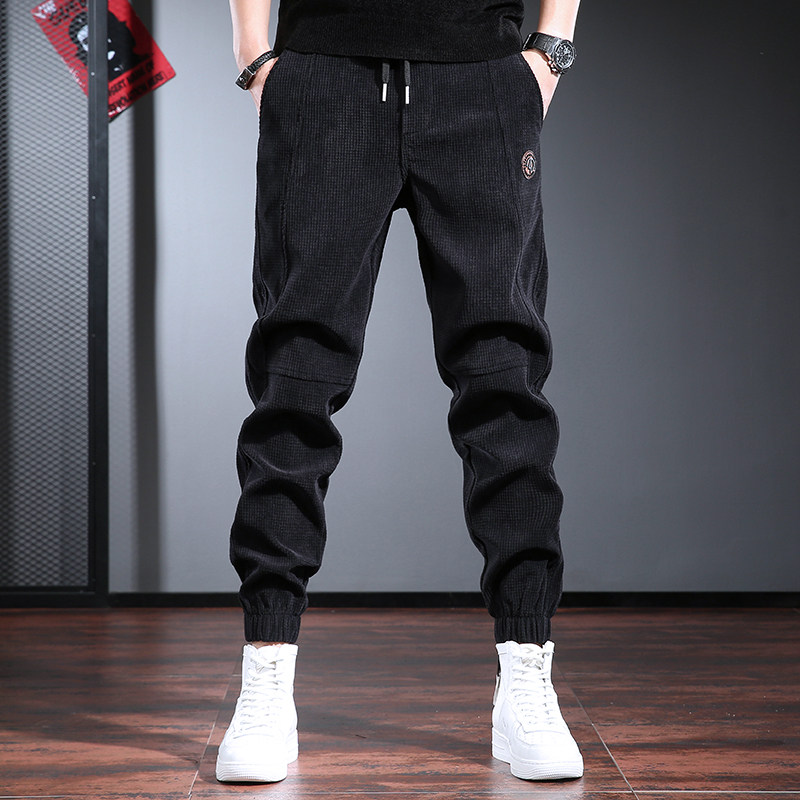 秋冬季休闲卫裤男2025新款收口束脚松紧腰灯芯绒哈伦裤青年长裤子,男装,卫裤,淘宝优惠券,粉丝福利购,淘宝优惠卷