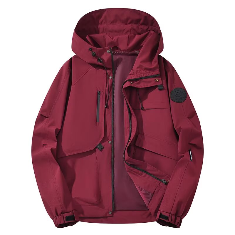 男士夹克春秋季潮牌宽松百搭连帽长袖外穿防风休闲工装衣服冲锋衣