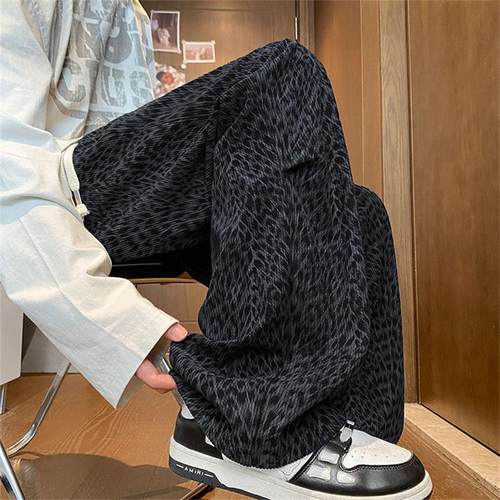 雪尼尔休闲裤男2026新款小众设计感宽松百搭情侣阔腿长裤秋冬加绒