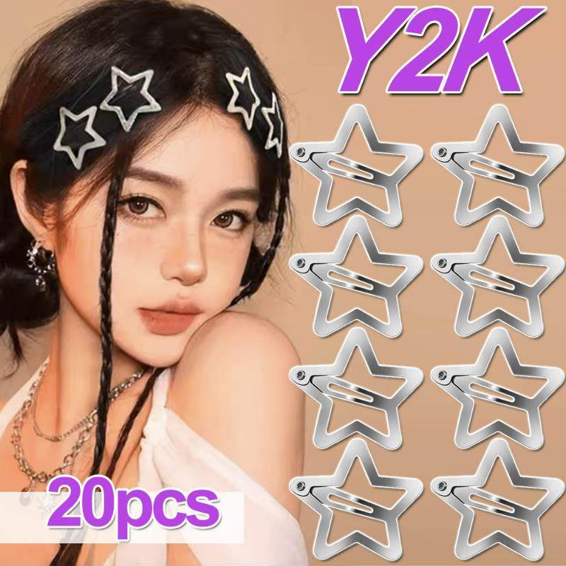 2/20pcs Cool Girls Star Hair Clips Women Cute Metal Silver