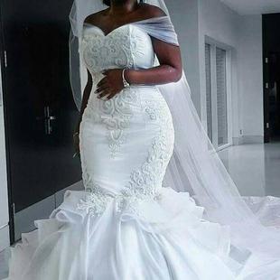 Lace Off the African Bridal Dress Shoulder Gowns Wedding