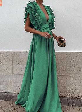 Plus Size Maxi Dress Womens Sexy Party Gown Long Dresses礼服