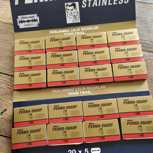俄产马杀鸡剃须刀片黄脸双面安全刃刀片PermaSharp不锈钢双面刀片