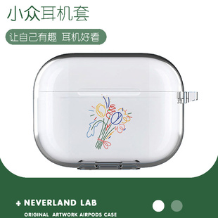 S索尼XM4卡通VIVO 簡約線條花適用airpods3保護(hù)套蘋果4藍(lán)牙耳機(jī)套透明二三代pro殼LinkBuds TWS3華為pro3軟殼