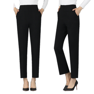 妈妈裤子春秋款大码外穿宽松直筒长裤中老年女装高腰中年妇女裤女