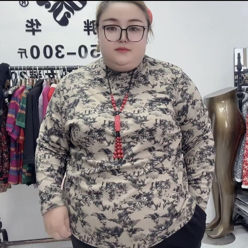300斤加大半高领时尚洋气打底衫中老年妈妈保暖速热德绒秋衣长袖