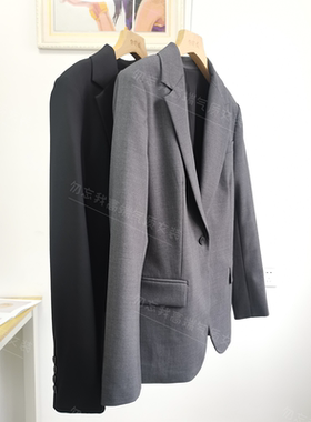 TH经典# 定织精纺羊毛职场通勤一粒扣修身显瘦篙笈薄款西装外套女