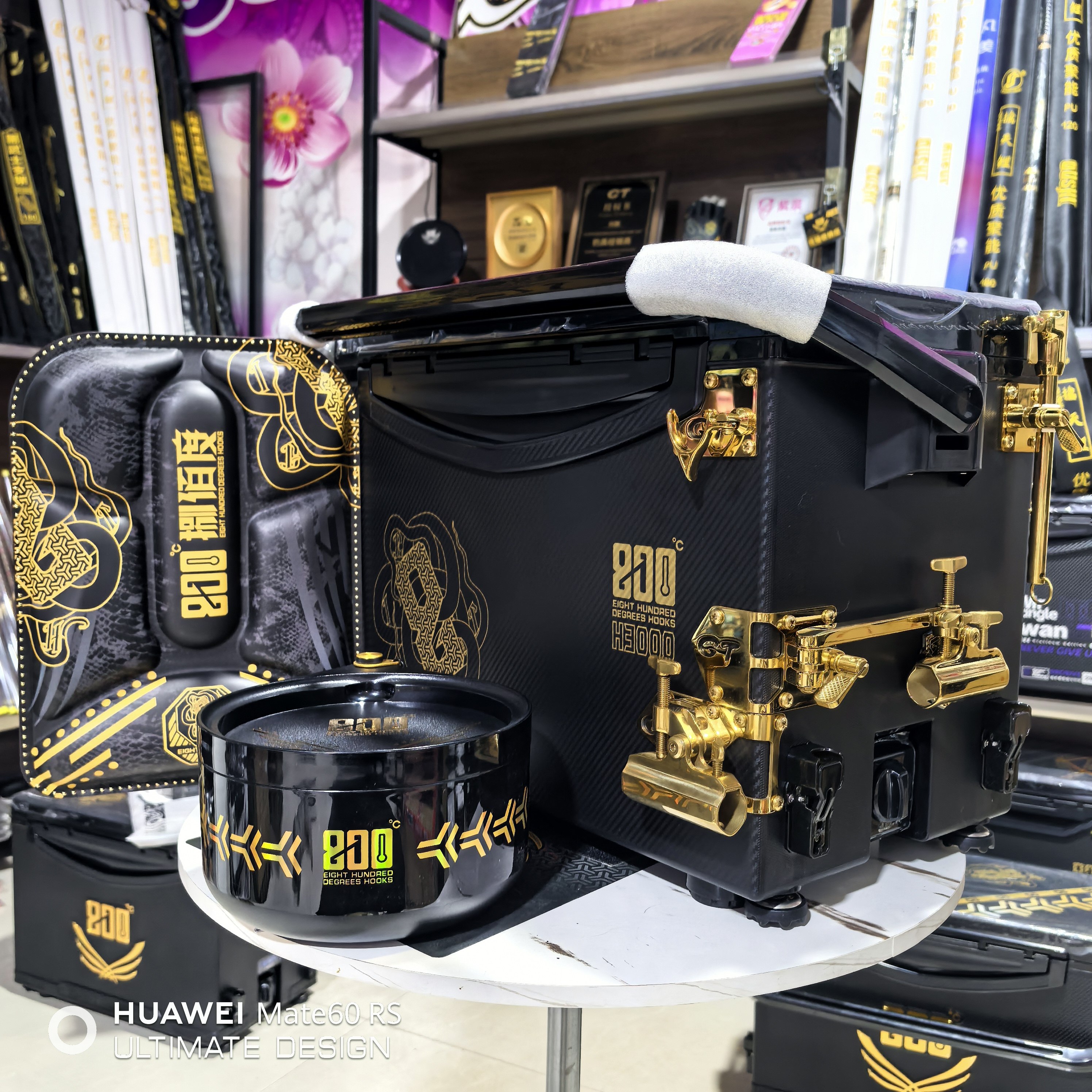 800度3300赛纹钓箱加君田S5配件6件套黑坑钓箱带升降腿图片