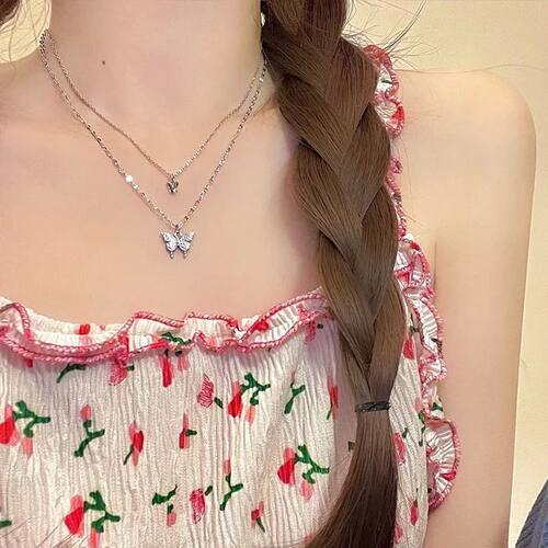 Women and jewelryClassic Double Layer Butterfly Necklace   N