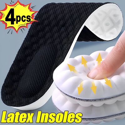 4pcs Latex Memory Foam Insoles for Men's Soft Foot Support S