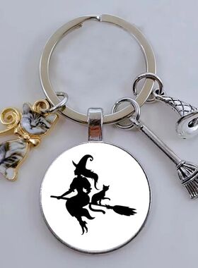 witch print print gothic glass cabochon halloween party wall