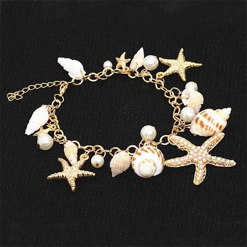 Bohemian Natural Shell Conch Imitation Pearl Starfish Pendan