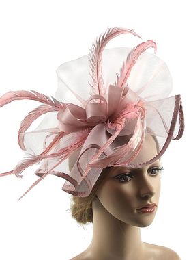Lady Fascinators Flower Headband with Hair Clip, Pillbox Hat