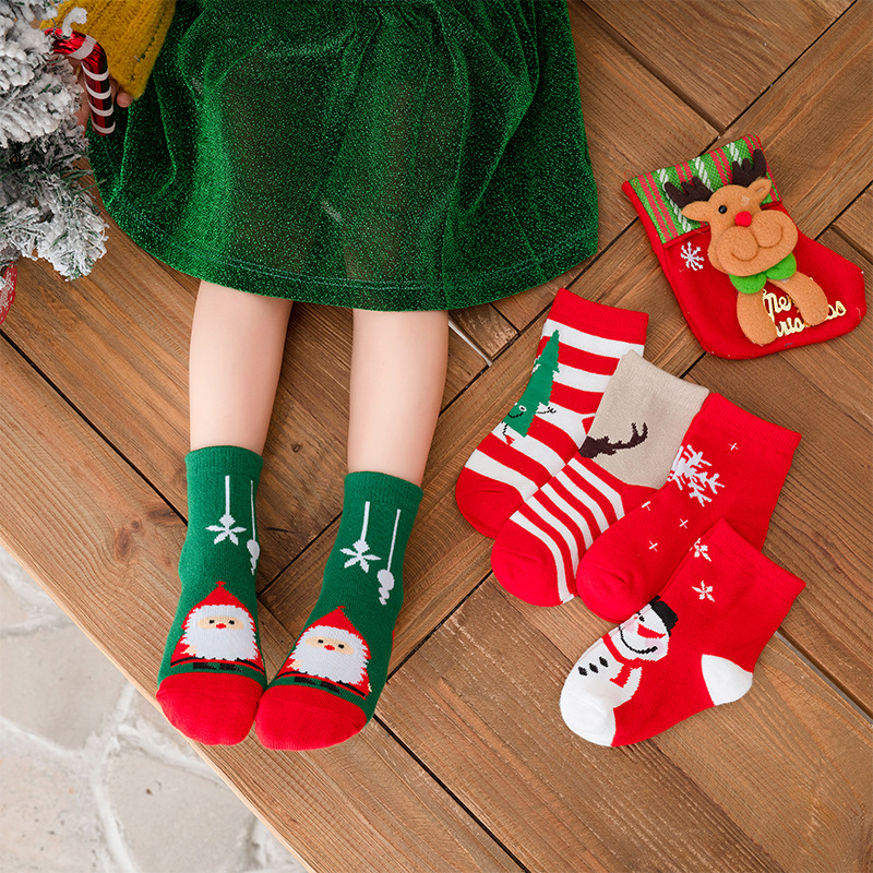 Children's Socks Cartoon Cute Red Christmas Socks Socks Baby