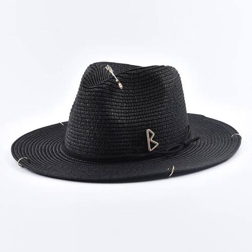 Fashionable Metal Letter RB Straw Hats for Women Men Summer