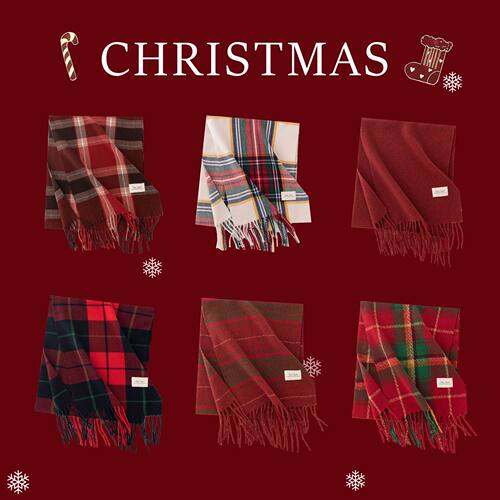 Christmas Ankora Red Plaid Scarf Winter Versatile Women's Hi