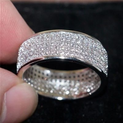 Shine Silver and Gold Color Women Ring Round Inlaid White Zi