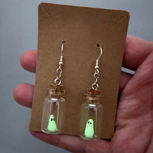 Ghost in Bottle Earrings Glow in the Dark Ghost Dangle Earri