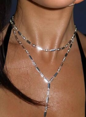 High Quality Geometric 5A CZ Tennis Chain Long Y Lariat Neck