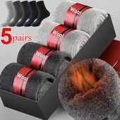 Soli Socks Winter 5Pairs Wool Men Thicker Male Super