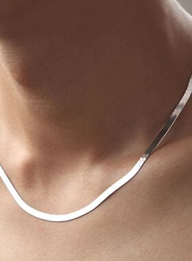 925 Sterling Silver Color Necklace 4MM Snake Chain Men & Wom