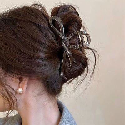13cm Acrylic Ribbon Bow Hair Claws Crab Hair Clips Glossy Ba