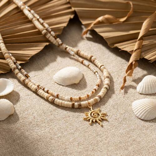 Boho Layered Sun Pendant Necklace for Women Trend Colorful H