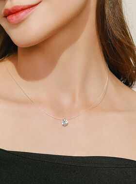 Transparent Fishline Women's Chokers Crystal Ball Pendants S