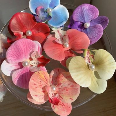 Phalaenopsis Flower Hair Clip Simulated Floral French Elegan