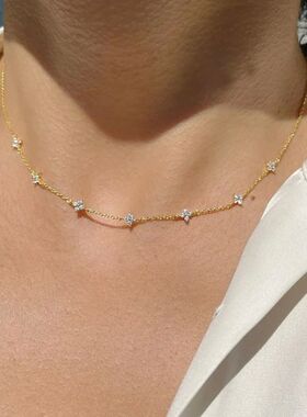 New Stainless Steel Zircon Necklaces for Women 18K Gold Plat