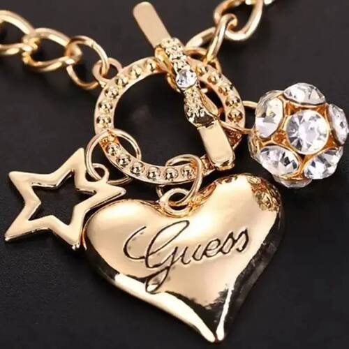 Big Heart Charm Hallowout Star Fire Ball Bracelet For Women