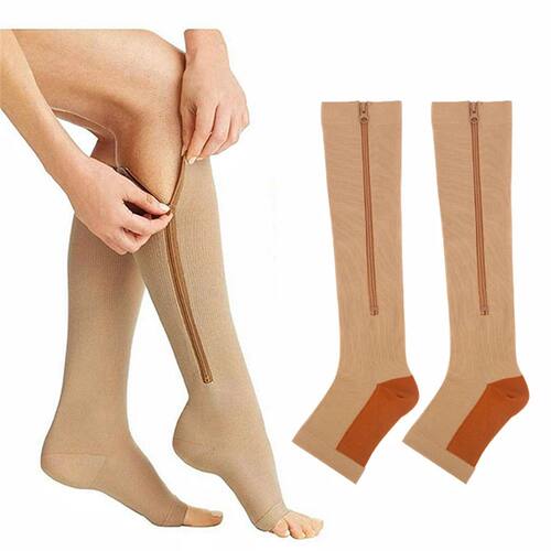 Zipper Compression Anti Varicose Ve Open Toe Stockings For W