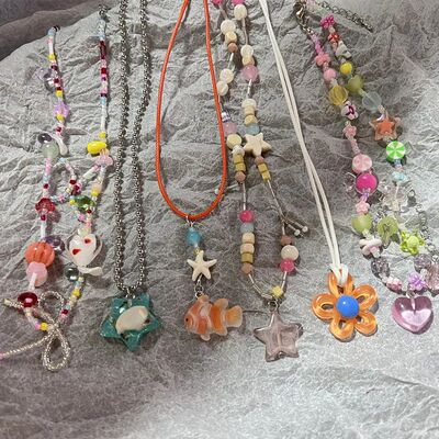 Korea Summer Cute Colorful Glass Pearl Butterfly Beaded Flow