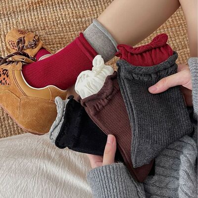 Korean-style Angora Red Faux Two-piece Color-matched Stockin