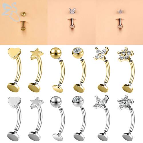 ZS 1 Piece Internal Thread Stainless Steel Belly Button Ring