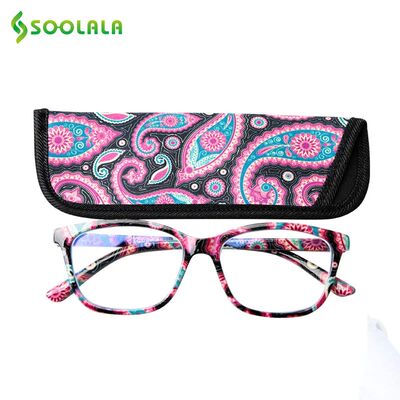 Square Spring Hinge Floral Printed Anti Blue Light Reading G