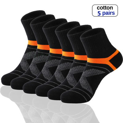 High Quality 5 Pairs Lot Mens Cotton Socks Black Sports Sock
