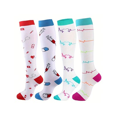 Nurse Compression Socks for Men Women 4 Pairs Running Nurse