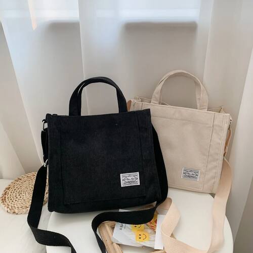 Corduroy Crossbody Tote Bag, Women's Square Crossbody Bag, C
