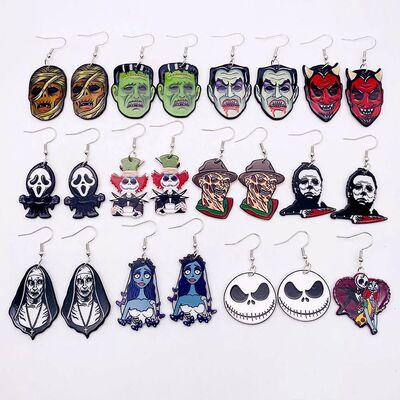 19 kinds of Halloween Acrylic Earrings Christmas Night Horro