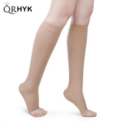 S-XL Elastic Open Toe Knee High Stockings Calf Compression S