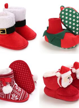 Christmas Cute Snow Cotton Warm Boots Infant Soft Soled Newb